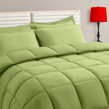 TAIMIT Twin Size Comforter Set - 5 Pieces, Bed in a Bag Bedding Sets with All Season Soft Quilted Warm Fluffy Reversible Comforter,Flat Sheet,Fitted Sheet,1 Pillow Shams,1 Pillowcases,Black