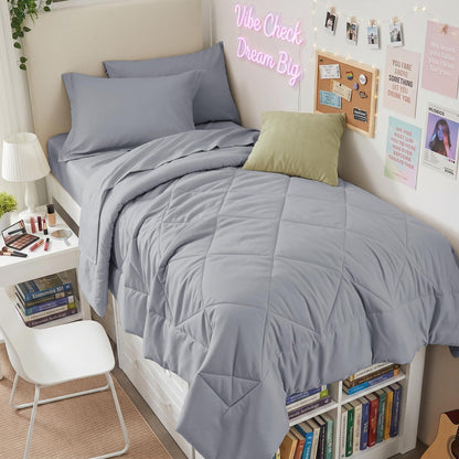 HEVUMYI 7-Piece Full Comforter Set, Dark Grey Bed in a Bag