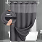 No Hook Shower Curtain with Liner Set Hotel Waffle Burgundy 72W X 75L