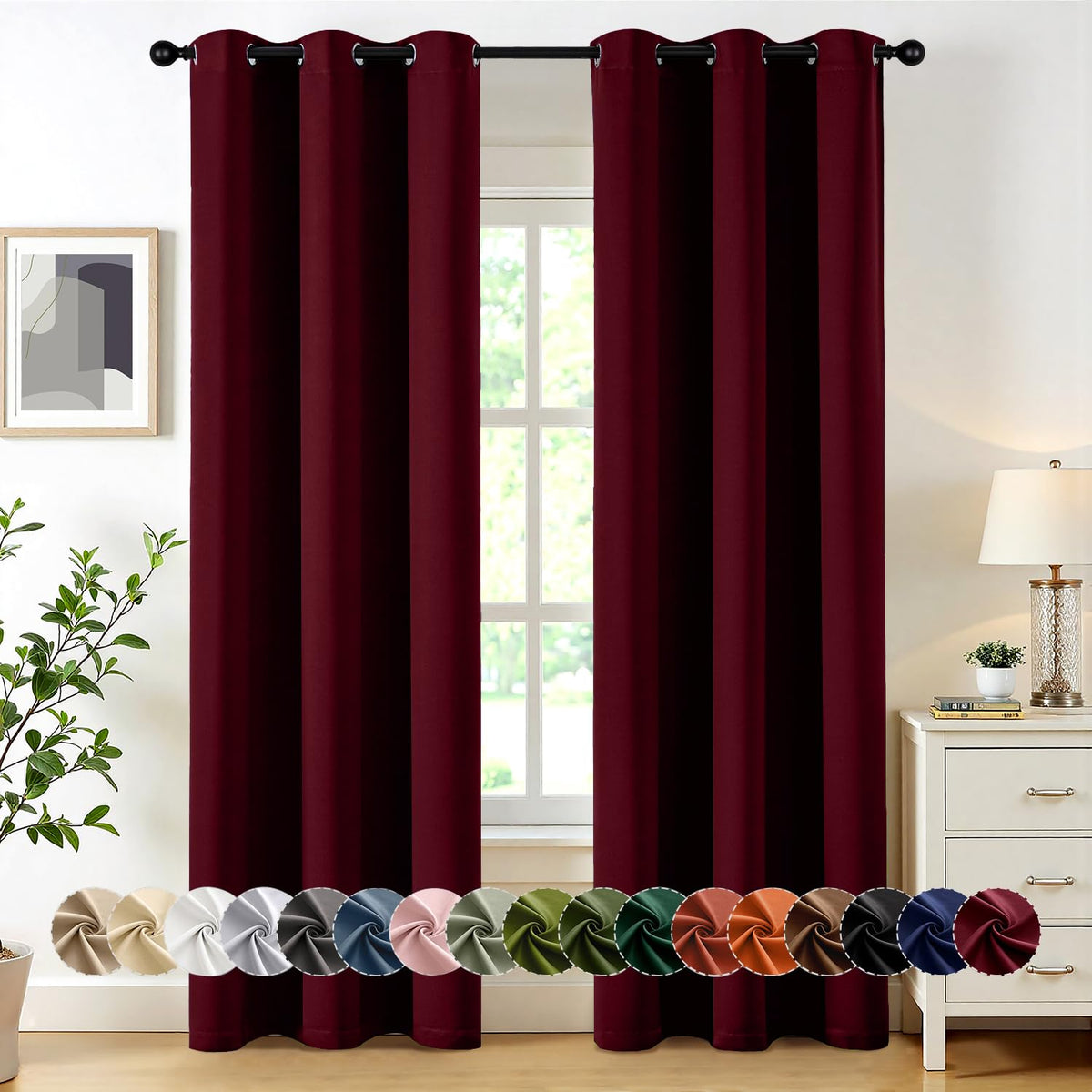 MIULEE Blackout Curtains for Bedroom 2 Panels 40 x 63 Inch Long Black