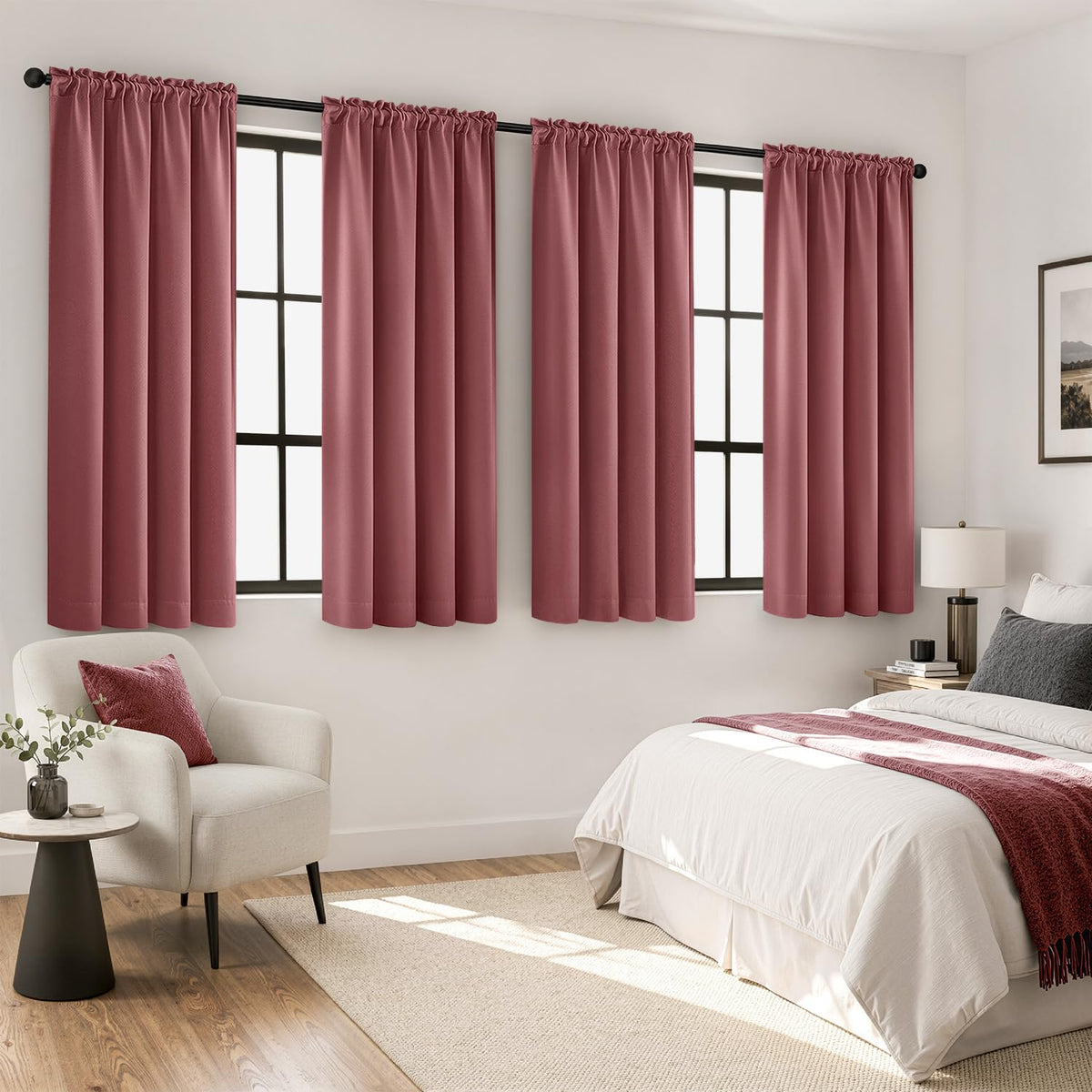 MIULEE Black Blackout Curtains 63 Inch Length for Bedroom Set of 4 Panels