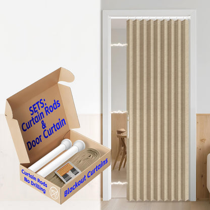 AJAZZ Blackout Accordion Door Magnetic Door Curtain Folding Closet Doors Curtain Invisible for Bedroom Room Living Room Doorway, Grey 42" W x 78" L, 1 Panel