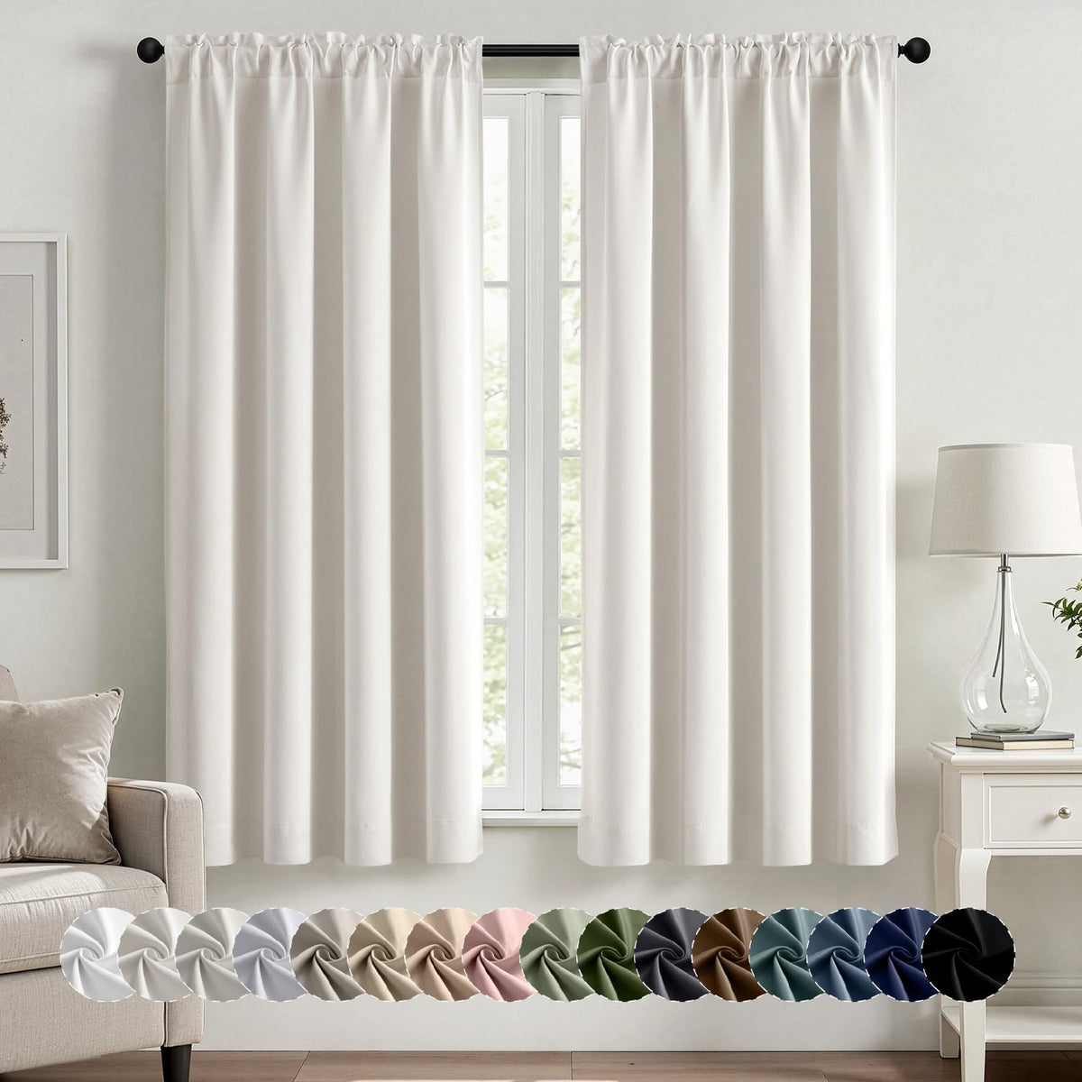 MIULEE Halloween Black Blackout Curtains for Bedroom Room 40"x63" 2 Panels