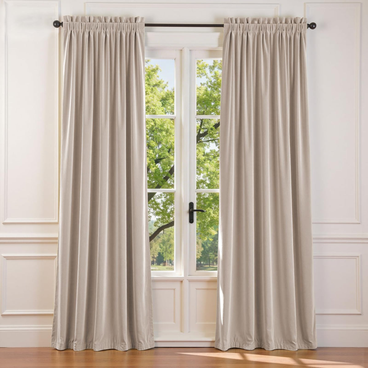 Lazzzy Blackout Curtains Thermal Insulated Curtains Room Window Drapes Super Soft Luxury Curtains for Living Room Bedroom Rod Pocket 2 Panels, 96 Inch Lined | Beige