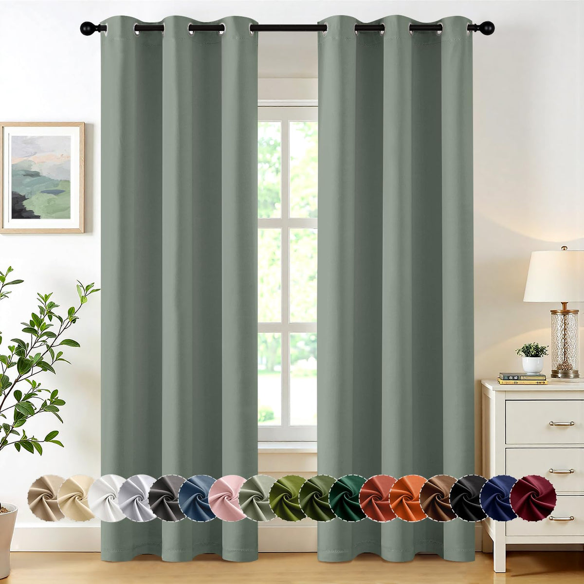 MIULEE Blackout Curtains for Bedroom 2 Panels 40 x 63 Inch Long Black