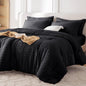MUXHOMO Queen Comforter Set 7 Pieces, Seersucker Bed in a Bag, Beige
