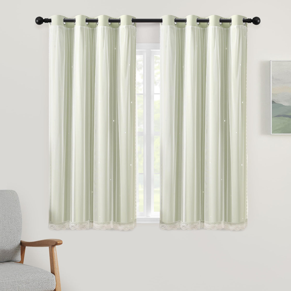 XiDi Blackout Curtains for Girls Bedroom Decor Pink Kids Rainbow Curtains