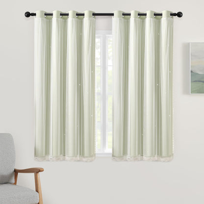 XiDi Blackout Curtains for Girls Bedroom Decor Pink Kids Rainbow Curtains