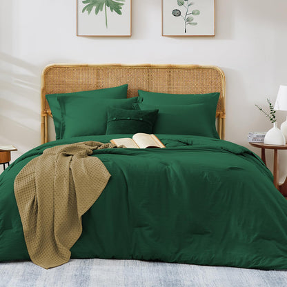 Queen Comforter Set-7 Pieces Soft Prewashed Bed in a Bag Queen Bedding Sets