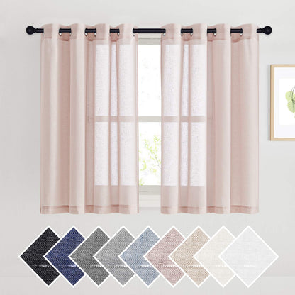 NICETOWN Semi Sheer Linen Ivory Curtains for Bedroom, W52xL84, 2 Panels