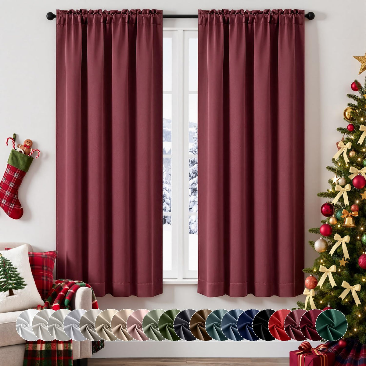 MIULEE Halloween Black Blackout Curtains for Bedroom Room 40"x63" 2 Panels