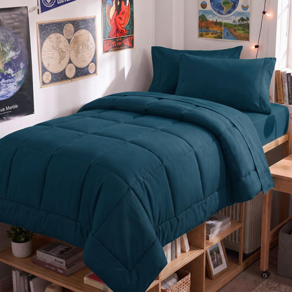 CozyLux Queen Comforter Set Black - 7 Pieces Bed in a Bag