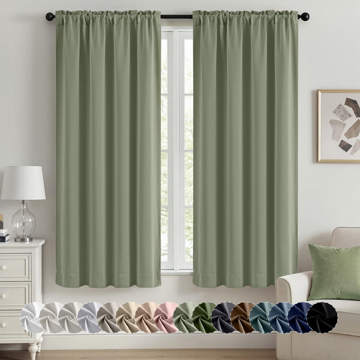 MIULEE Halloween Black Blackout Curtains for Bedroom Room 40"x63" 2 Panels