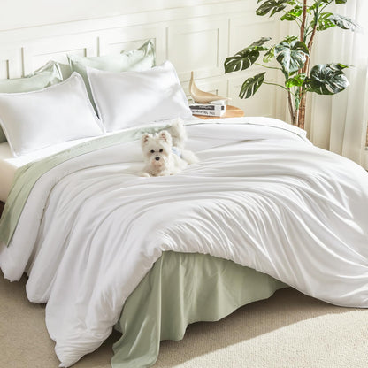 Litanika Queen Comforter Set Sage Green, 3 Pieces Lightweight Solid Bed Set