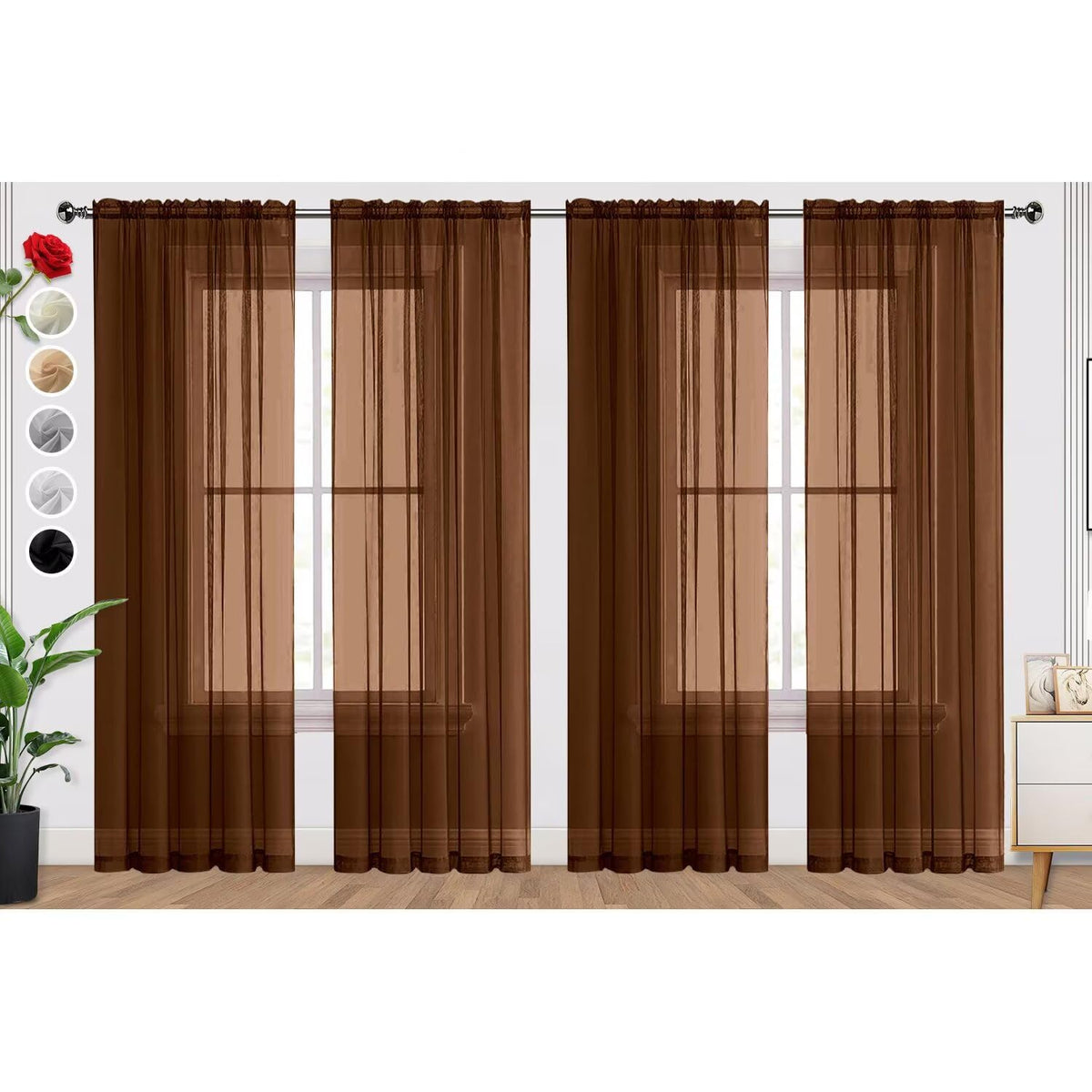 SpaceDresser Sheer Voile Curtains for Living Room 84 Inch Long 2 Panels