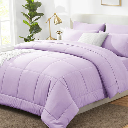CozyLux Full Size Comforter Sets Black - 7 Pieces Bed in a Bag