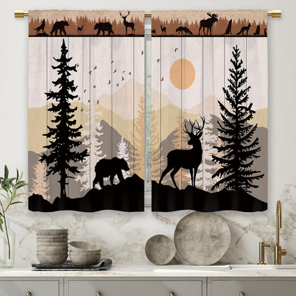 Teal Farmhouse Daisy Kitchen Curtains Wooden Flower Small Short Cafe Window Curtains Rustic Floral Butterfly Country Bathroom Drapes Treatment Tier Curtains 2 Panels (27.5x39 Inch)