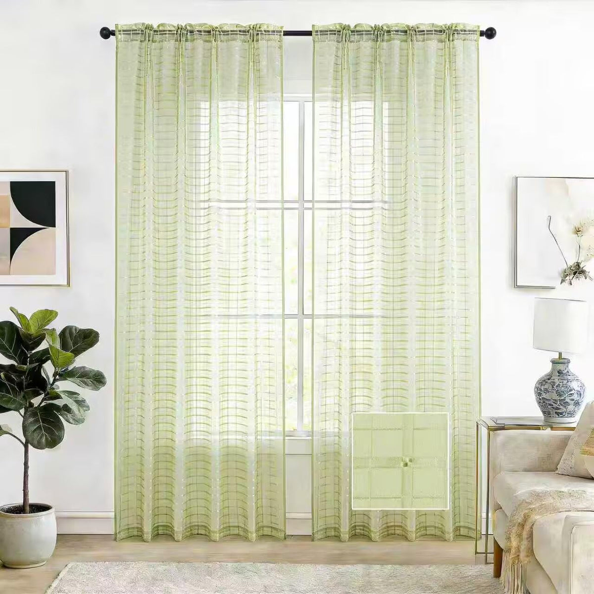 SpaceDresser Sheer Voile Curtains for Living Room 84 Inch Long 2 Panels