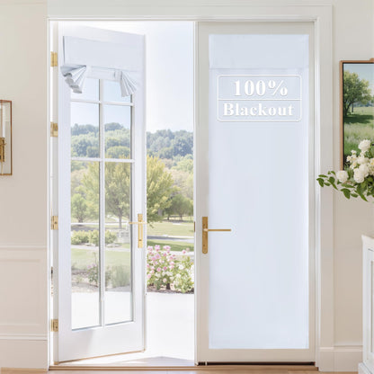 RYB HOME Blackout French Door Curtain, No Drill, W26 x L69, Black, 1 Panel