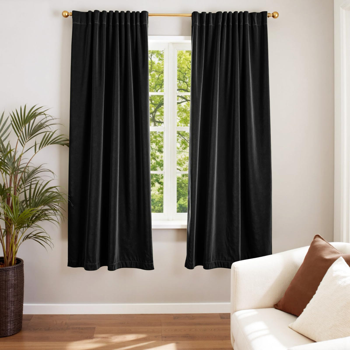 Lazzzy Blackout Curtains Thermal Insulated Curtains Room Window Drapes Super Soft Luxury Curtains for Living Room Bedroom Rod Pocket 2 Panels, 96 Inch Lined | Beige