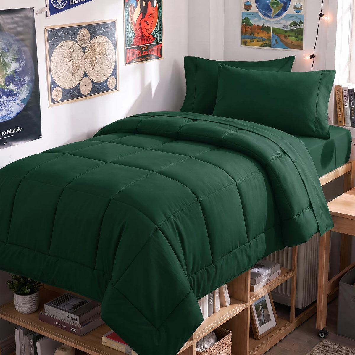 CozyLux Full Size Comforter Sets Black - 7 Pieces Bed in a Bag