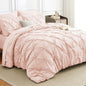 HIMEET Queen Comforter Set Black - 7 Pieces Pintuck Bed in a Bag