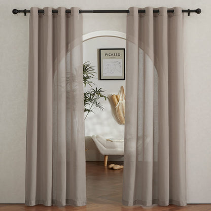 NICETOWN Semi Sheer Linen Ivory Curtains for Bedroom, W52xL84, 2 Panels