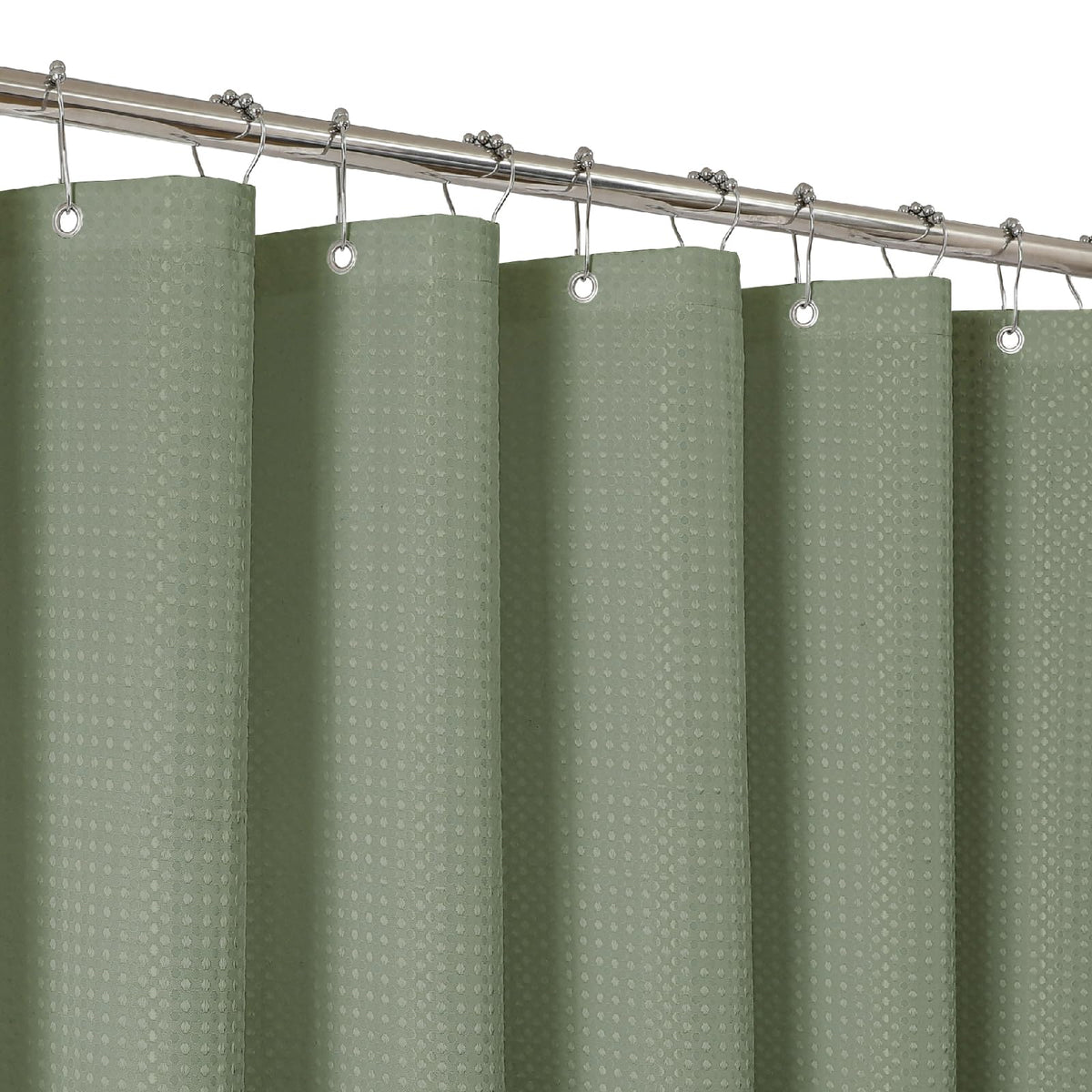 2-in-1 Waterproof Fabric Shower Curtain - No Separate Liner Needed, Hotel-Style Waffle Weave, Effortless Cleaning & Washable Bathroom Shower Curtain Set,72Wx72H,White