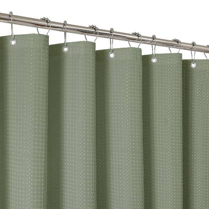 2-in-1 Waterproof Fabric Shower Curtain - No Separate Liner Needed, Hotel-Style Waffle Weave, Effortless Cleaning & Washable Bathroom Shower Curtain Set,72Wx72H,White