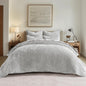 EverGrace Stripe Channel Luxury Velvet Quilt Set King Size, Beige Taupe