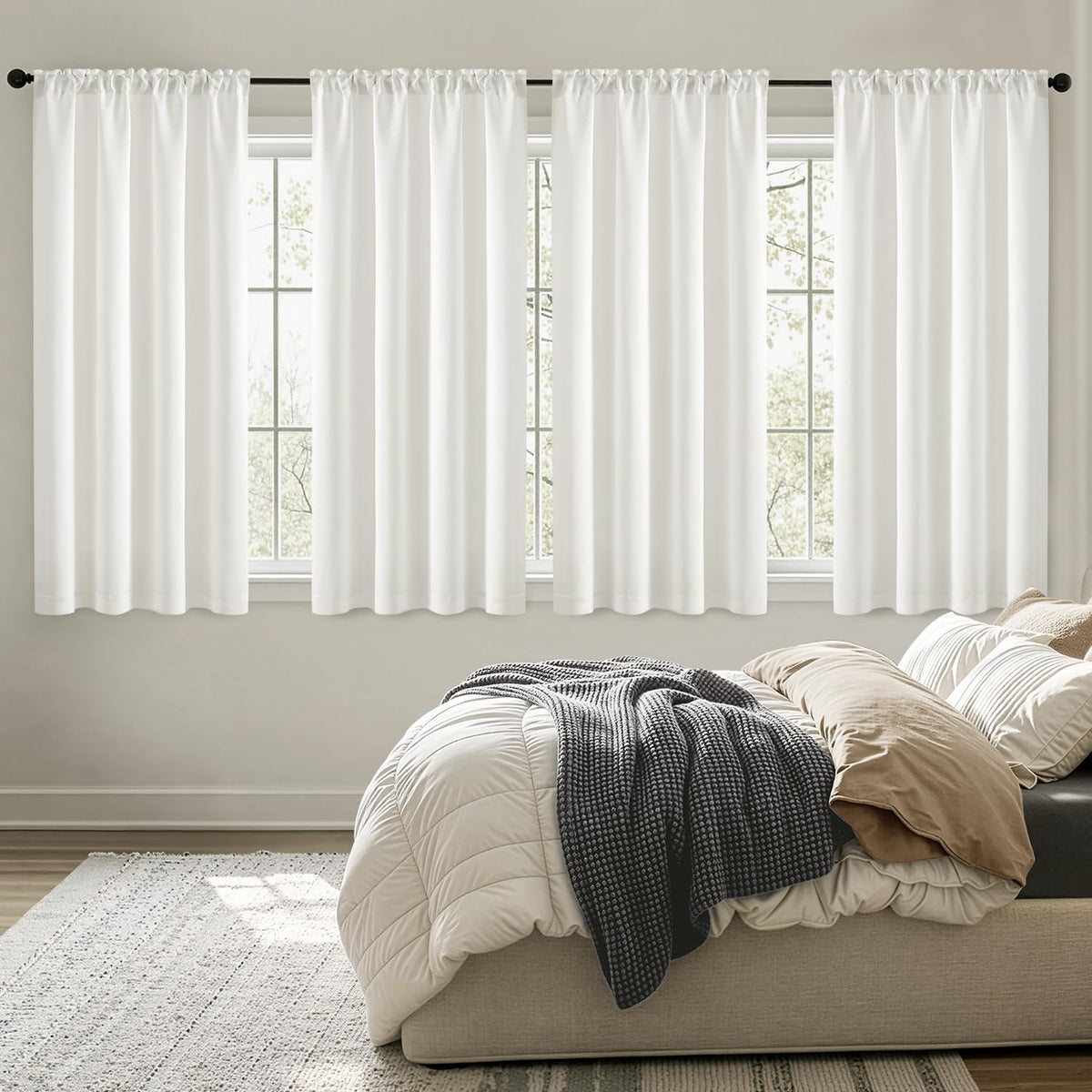 MIULEE Black Blackout Curtains 63 Inch Length for Bedroom Set of 4 Panels