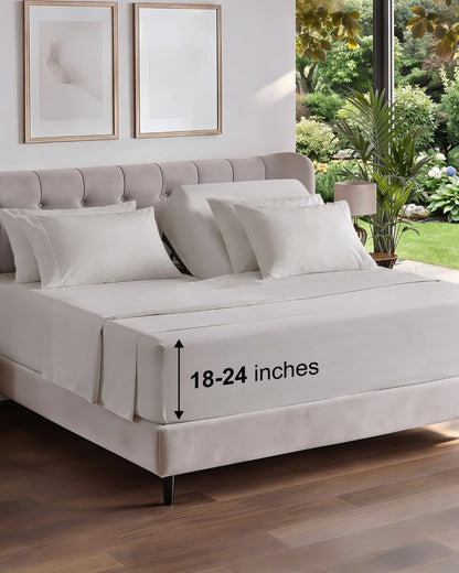 CGK Extra Deep King Sheet Set - 6pc Cooling Sheets - White