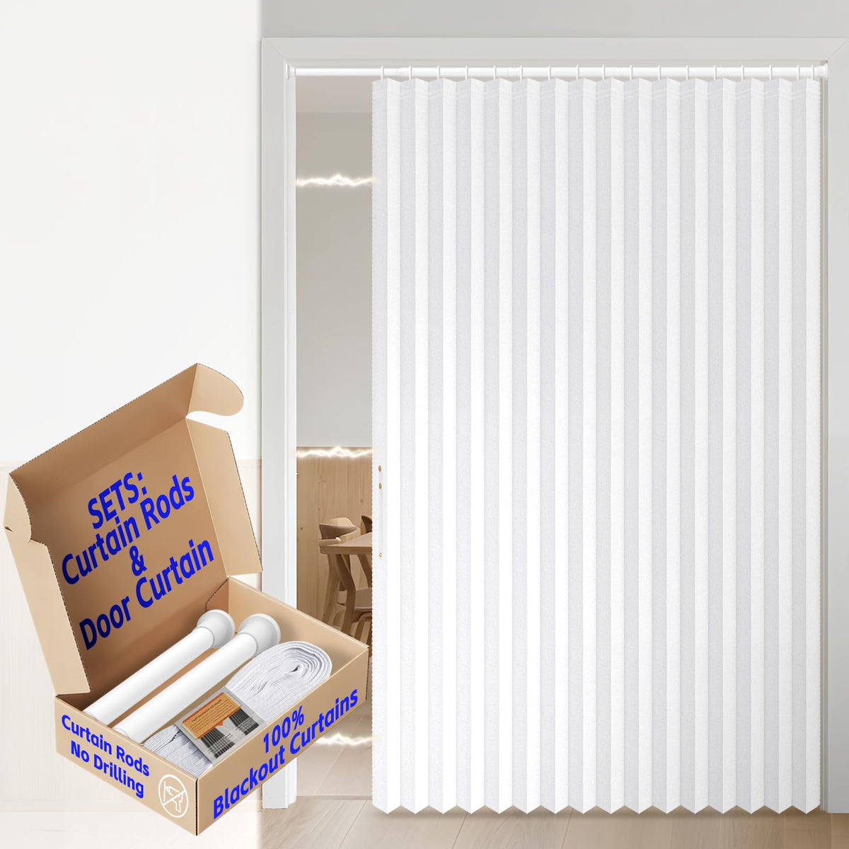 AJAZZ Blackout Accordion Door Magnetic Door Curtain Folding Closet Doors Curtain Invisible for Bedroom Room Living Room Doorway, Grey 42" W x 78" L, 1 Panel