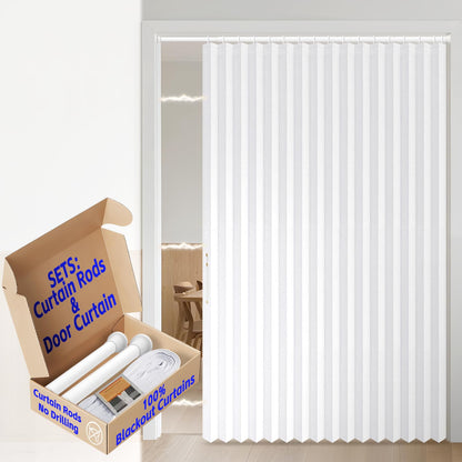 AJAZZ Blackout Accordion Door Magnetic Door Curtain Folding Closet Doors Curtain Invisible for Bedroom Room Living Room Doorway, Grey 42" W x 78" L, 1 Panel