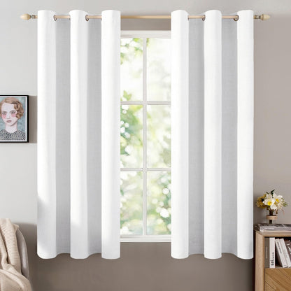 MIULEE 100% Blackout Linen Curtains for Bedroom 52x90 Inches Natural Beige