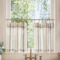 jinchan Linen Striped Tier Curtains for Kitchen Windows Green 26 x 24 inch