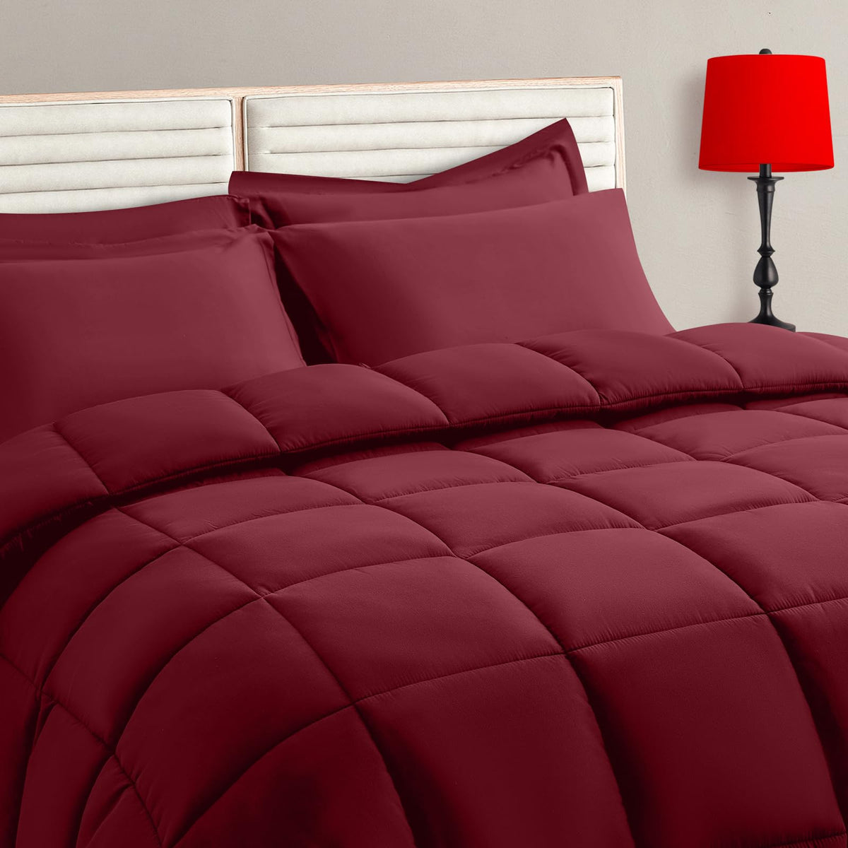 TAIMIT Twin Size Comforter Set - 5 Pieces, Bed in a Bag Bedding Sets with All Season Soft Quilted Warm Fluffy Reversible Comforter,Flat Sheet,Fitted Sheet,1 Pillow Shams,1 Pillowcases,Black
