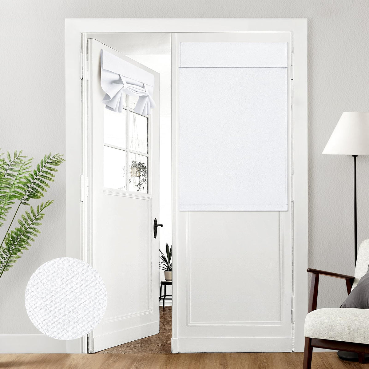 HOMEIDEAS 100% Blackout Linen Door Curtains for French Door 26x68 Inch