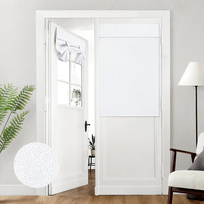 HOMEIDEAS 100% Blackout Linen Door Curtains for French Door 26x68 Inch