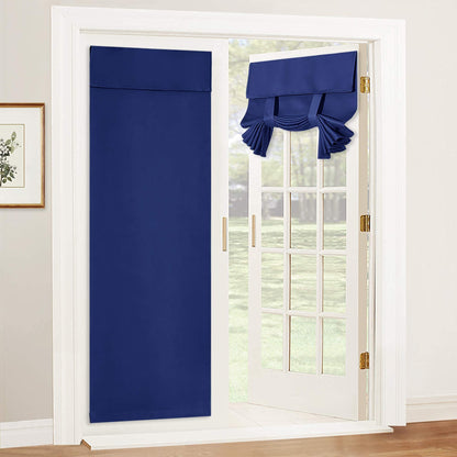 RYB HOME Blackout French Door Curtain, No Drill, W26 x L69, Black, 1 Panel