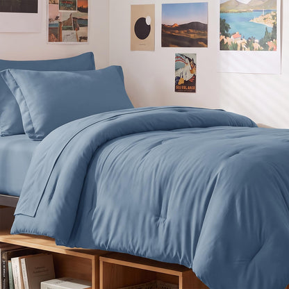 CozyLux Queen Comforter Set Black, 7 Pieces Bed in a Bag