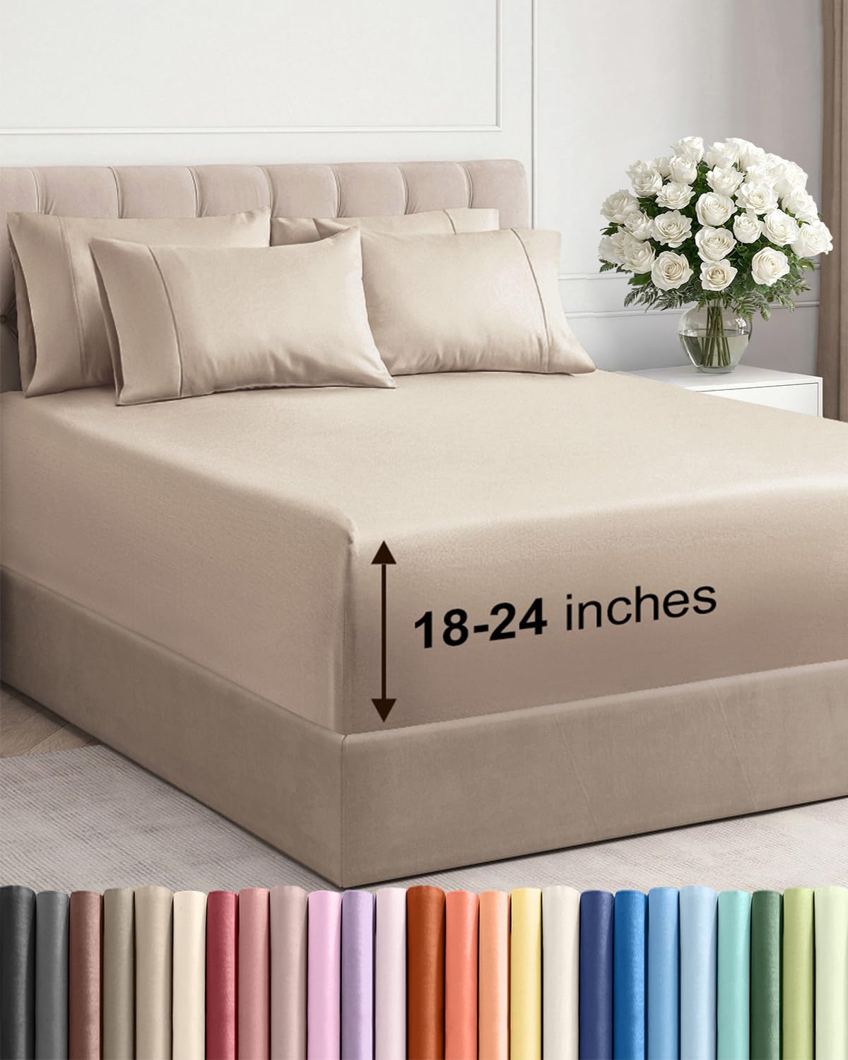 CGK Extra Deep King Sheet Set - 6pc Cooling Sheets - White