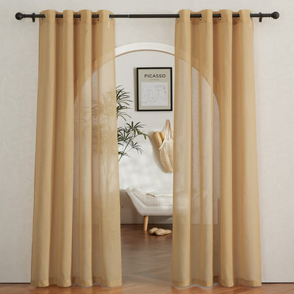 NICETOWN Semi Sheer Linen Ivory Curtains for Bedroom, W52xL84, 2 Panels