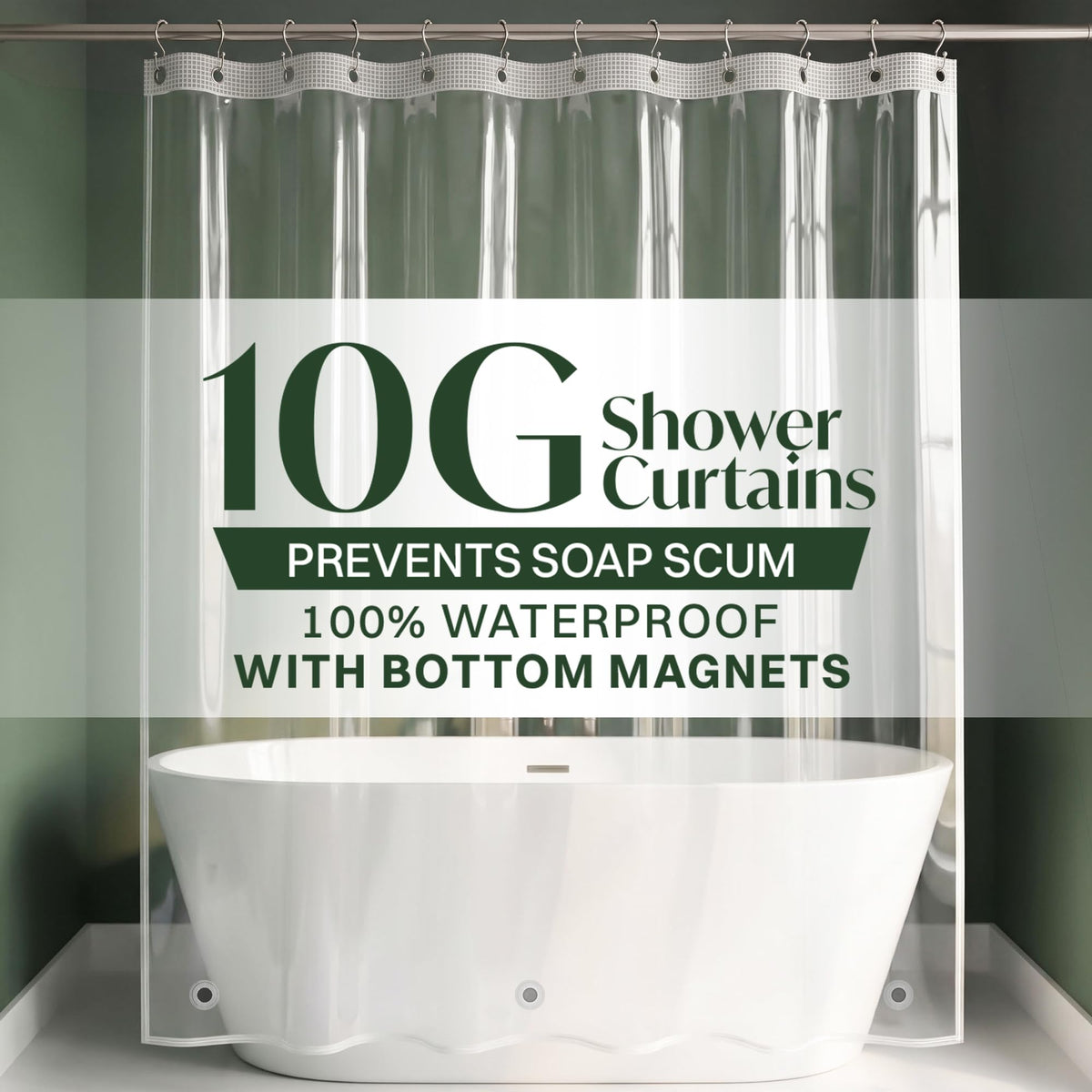 Utopia PEVA Clear Shower Curtain Liner, Shower Liner, 72x72 Inch, 8G