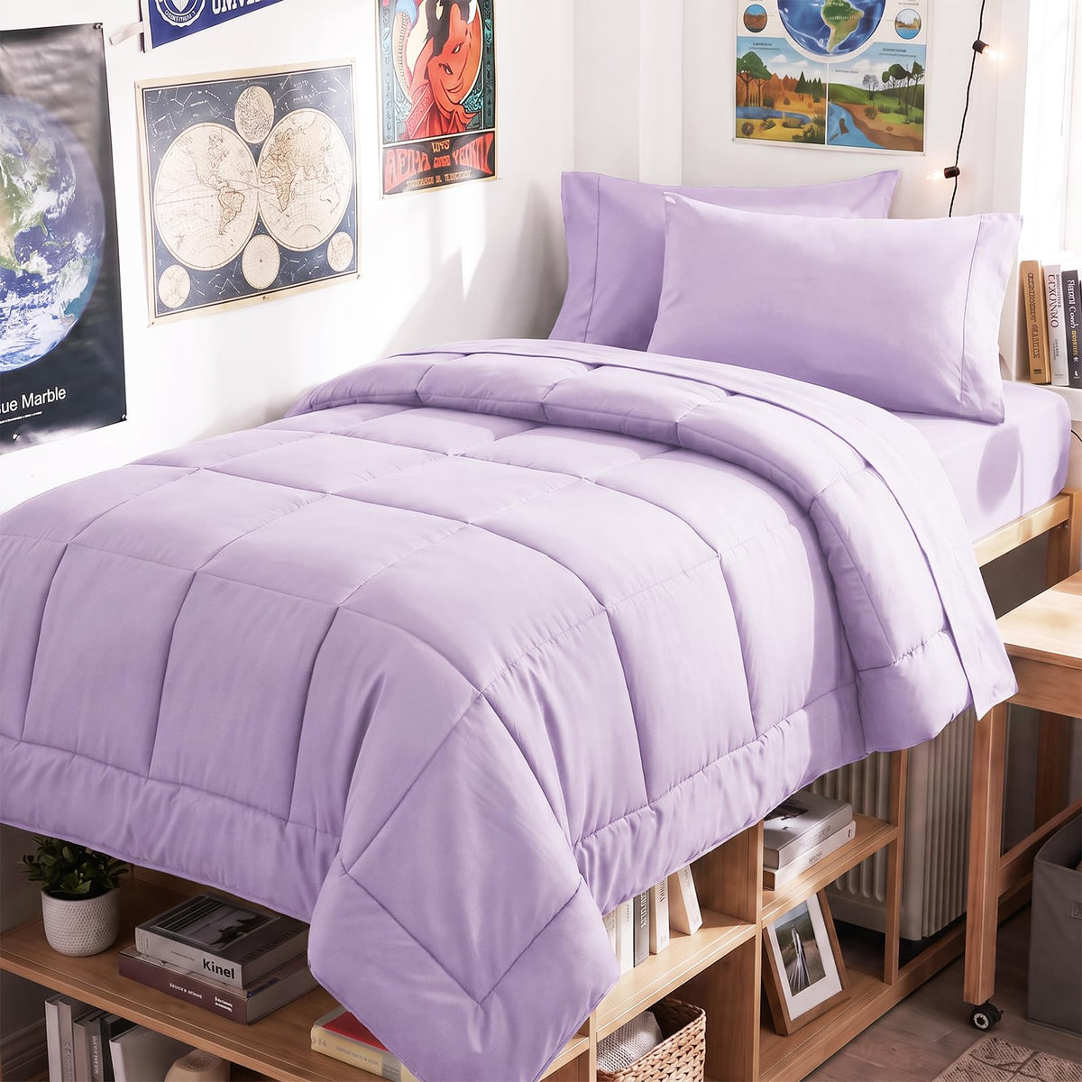CozyLux Queen Comforter Set Black - 7 Pieces Bed in a Bag