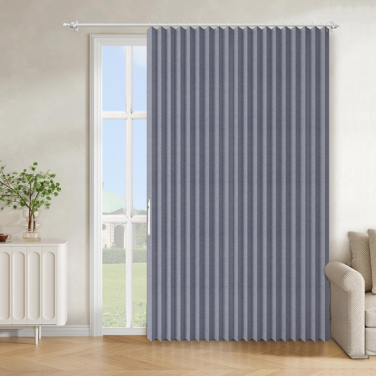 AJAZZ Blackout Accordion Door Magnetic Door Curtain Folding Closet Doors Curtain Invisible for Bedroom Room Living Room Doorway, Grey 42" W x 78" L, 1 Panel