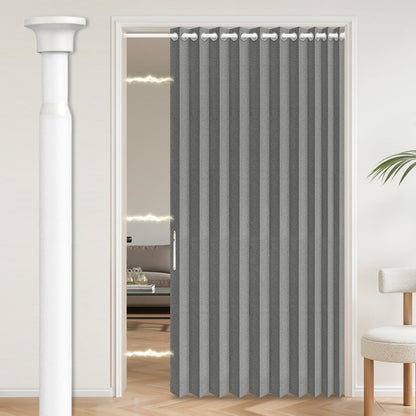 AJAZZ Blackout Accordion Door Magnetic Door Curtain Folding Closet Doors Curtain Invisible for Bedroom Room Living Room Doorway, Grey 42" W x 78" L, 1 Panel