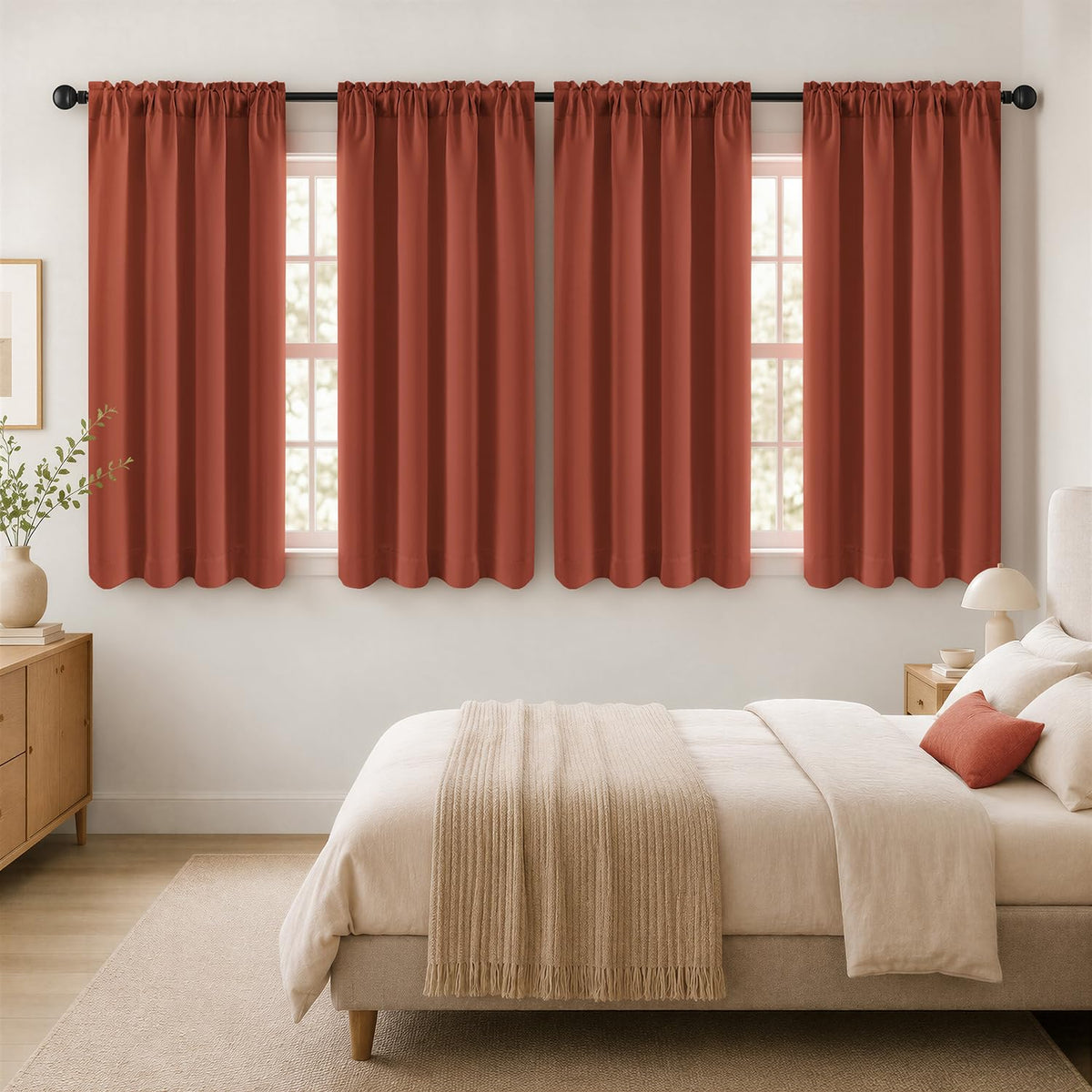 MIULEE Black Blackout Curtains 63 Inch Length for Bedroom Set of 4 Panels