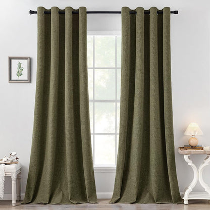 MIULEE 100% Blackout Linen Curtains for Bedroom 52x90 Inches Natural Beige