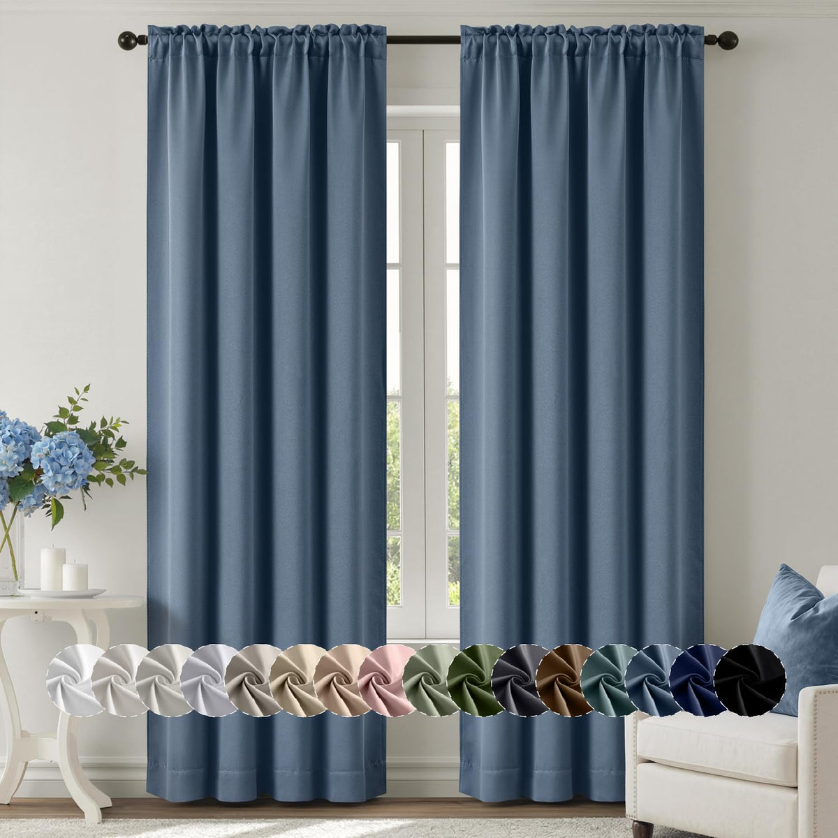 MIULEE Halloween Black Blackout Curtains for Bedroom Room 40"x63" 2 Panels